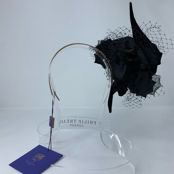 NWT Philip Treacy Black Floral Fascinator - Picture 4 of 8